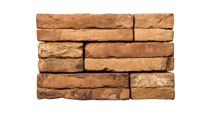 Rustic brick background with texture and earthy tones, cut out transparent