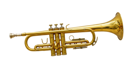 Isolated Golden Trumpet Musical Instrument for Orchestra