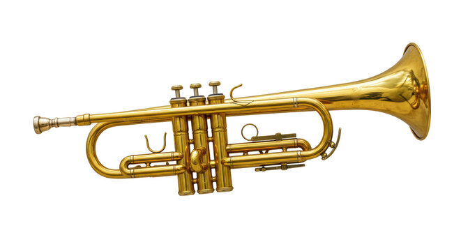 Isolated Golden Trumpet Musical Instrument for Orchestra