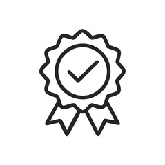 Award Ribbon with Checkmark for Certification and Quality