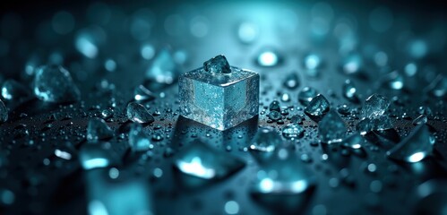 water drops on a ice cube