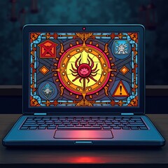 laptop on the wall