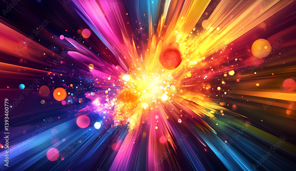 Poster vibrant and dynamic background with colorful abstract shapes, creating an energetic atmosphere for y
