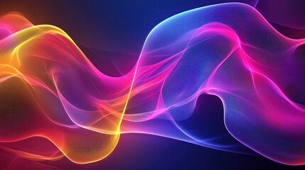 Obraz premium Abstract digital art showcasing vibrant, colorful light waves, creating a dynamic and energetic scene.