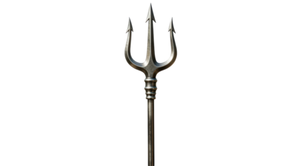 Isolated Silver Trident of Poseidon Mythological