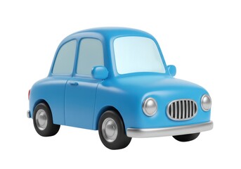 Illustrated blue car with white background in a cartoonish style