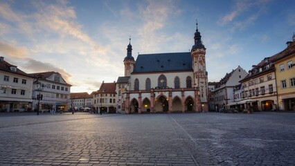 Obraz premium Image of a city hall with a prominent clock tower