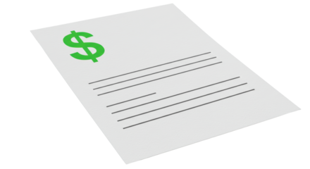 Isolated Financial Document with Green Dollar Sign