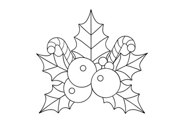 Holly coloring page for kids 