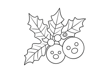 Holly coloring page for kids 