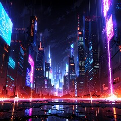 Futuristic anime wallpaper, digital art, AI