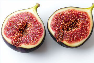 Close-Up of Halved Fig on White Background