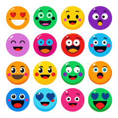 Fototapeta premium Emoji Colorful icons set vector design
