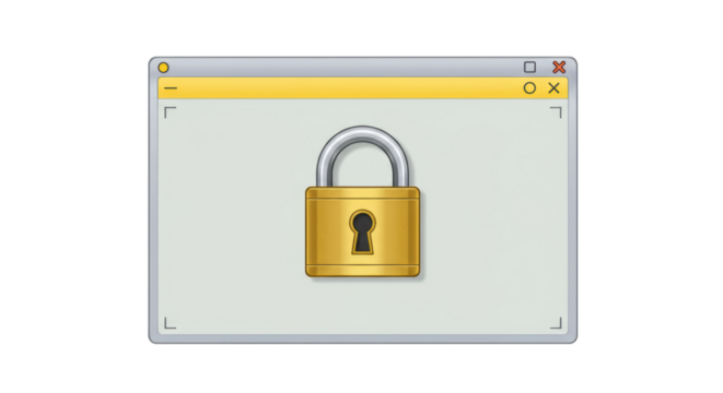 Isolated Web Browser Window with Padlock for Secure Connection