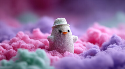 Obraz premium White Bird Figurine in Pastel Fluffy Material