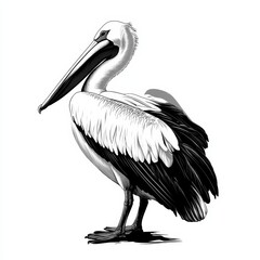 Elegant pelican with wings raised designed with modern line art elements and clean strokes