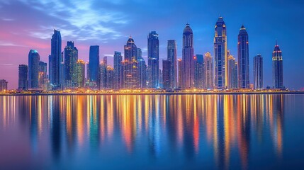 Fototapeta premium Stunning cityscape skyline at dawn