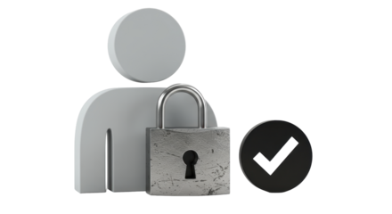Isolated User Icon with Padlock and Checkmark for Secure Profile