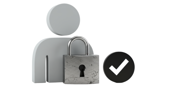 Isolated User Icon with Padlock and Checkmark for Secure Profile