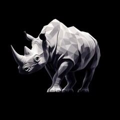 Fototapeta premium Dynamic rhino design showcases strength and elegance in minimalistic polygonal artistry