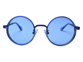 Stylish blue round eyeglasses with a modern, minimalist design. Perfect for fashion, vision, and lifestyle concepts.