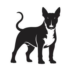 Bull Terrier Dog Vector Silhouette Design, Strong Canine Outline Art, Pet Lover Graphic, Muscular Breed Clipart for Logos, Apparel, Stickers, Posters, and Digital Prints.