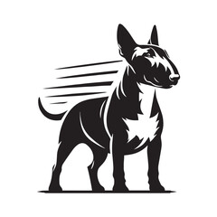 Bull Terrier Dog Vector Silhouette Design, Strong Canine Outline Art, Pet Lover Graphic, Muscular Breed Clipart for Logos, Apparel, Stickers, Posters, and Digital Prints.