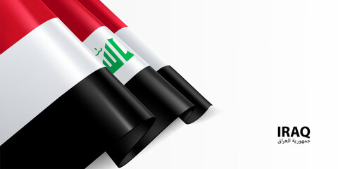 Iraq flag. Iraq national flag, waving on white background. National flag background design.