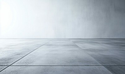Bright minimalist concrete floor and wall create a spacious and modern studio background.
