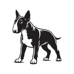 Bull Terrier Dog Vector Silhouette Design, Strong Canine Outline Art, Pet Lover Graphic, Muscular Breed Clipart for Logos, Apparel, Stickers, Posters, and Digital Prints.