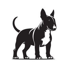 Bull Terrier Dog Vector Silhouette Design, Strong Canine Outline Art, Pet Lover Graphic, Muscular Breed Clipart for Logos, Apparel, Stickers, Posters, and Digital Prints.