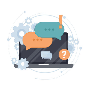 Live support. Business customer care service concept. Icon for contact us, support, help, phone call and website click. Flat vector illustration.	