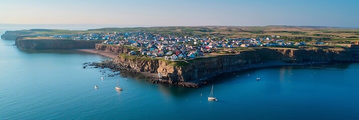 Coastal village nestled on a dramatic cliff