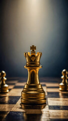 Golden rook chess piece levitating, symbolizing game strategy.