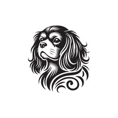 Cavalier King Charles Spaniel Dog Vector Silhouette Design, Elegant Toy Breed Outline, Pet Lover Clipart for Logos, Apparel, Digital Prints, Stickers, Posters, and Crafts