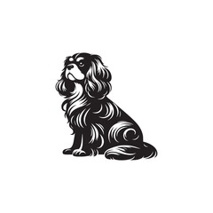 Cavalier King Charles Spaniel Dog Vector Silhouette Design, Elegant Toy Breed Outline, Pet Lover Clipart for Logos, Apparel, Digital Prints, Stickers, Posters, and Crafts