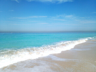 Blue sea view United Arab Emirates. Sharjah beach.
