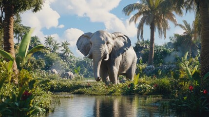 A majestic elephant roaming freely in its natural habitat