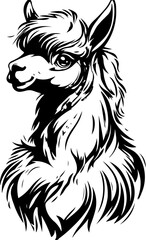 Obraz premium alpaca, animal, horse, vector, illustration, mammal, silhouette, deer, cartoon, wild, farm, nature, wildlife, camel, animals, donkey, art, drawing, goat, design, pony, standing, llama, stallion, dog, 