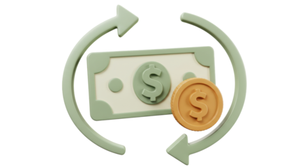 Isolated Money Exchange Concept with Currency Bill and Coin