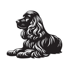 Cocker Spaniel Dog Vector Silhouette, Elegant Canine Outline, Pet Lover Clipart, Loyal Dog Art for Logos, Stickers, Apparel, Digital Prints, Crafts, and Posters.