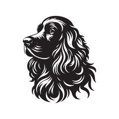 Cocker Spaniel Dog Vector Silhouette, Elegant Canine Outline, Pet Lover Clipart, Loyal Dog Art for Logos, Stickers, Apparel, Digital Prints, Crafts, and Posters.