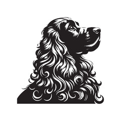 Cocker Spaniel Dog Vector Silhouette, Elegant Canine Outline, Pet Lover Clipart, Loyal Dog Art for Logos, Stickers, Apparel, Digital Prints, Crafts, and Posters.