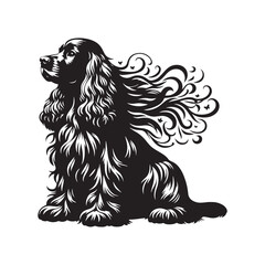 Cocker Spaniel Dog Vector Silhouette, Elegant Canine Outline, Pet Lover Clipart, Loyal Dog Art for Logos, Stickers, Apparel, Digital Prints, Crafts, and Posters.