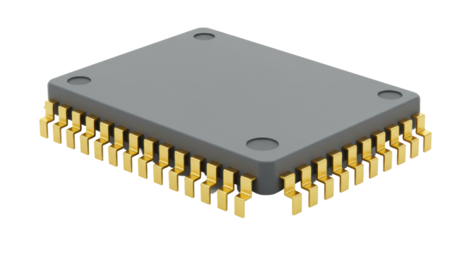 Isolated Microchip with Gold Pins for Electronic Circuit