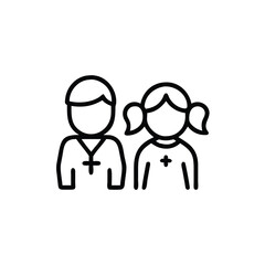 Boy Girl Children Icon Pair Line Art Simple Design Graphic