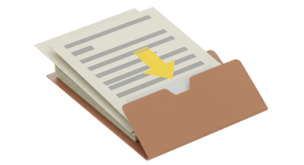 Isolated Folder with Documents and Download Arrow