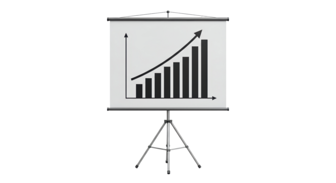 Isolated Presentation Board with Increasing Bar Graph