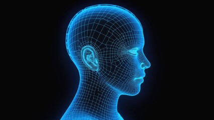 Fototapeta premium A person's head with a wireframe pattern, useful for tech-related concepts or futuristic themes