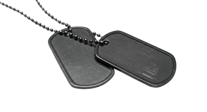 Isolated Metal Dog Tags with Chain for Military Identification - Powered by Adobe